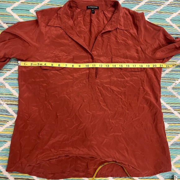 EILEEN FISHER 100% SILK LONG SLEEVE  BLOUSE/SHIRT/TOP  size petite large - Picture 3 of 7